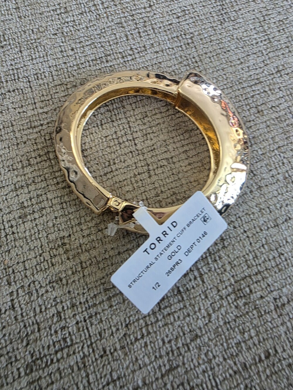 NEW Torrid Gold Hammered Cuff Statement Bracelet